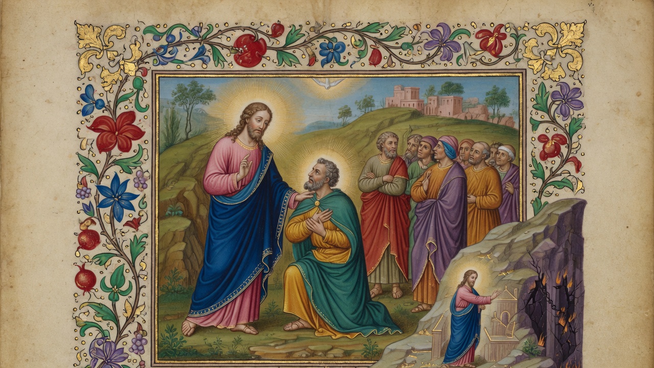 Illustration of Peter's Confession at Caesarea Philippi