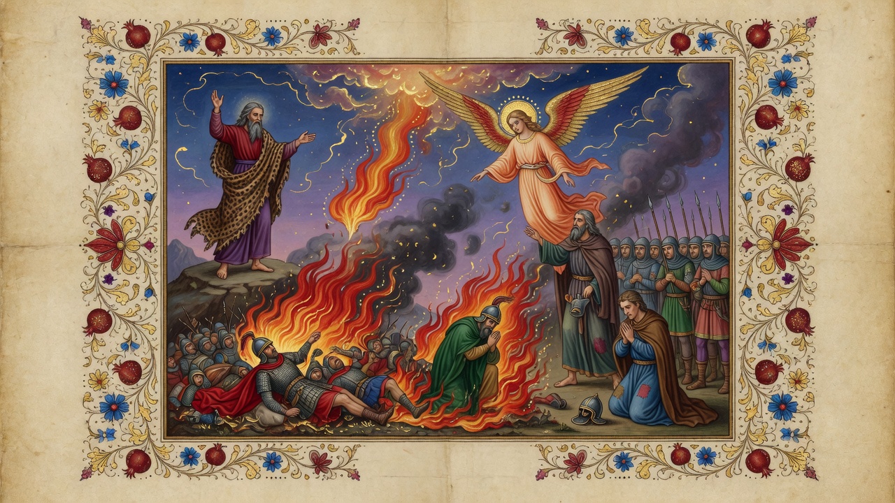 Illustration of Elijah Calls Fire on the Soldiers