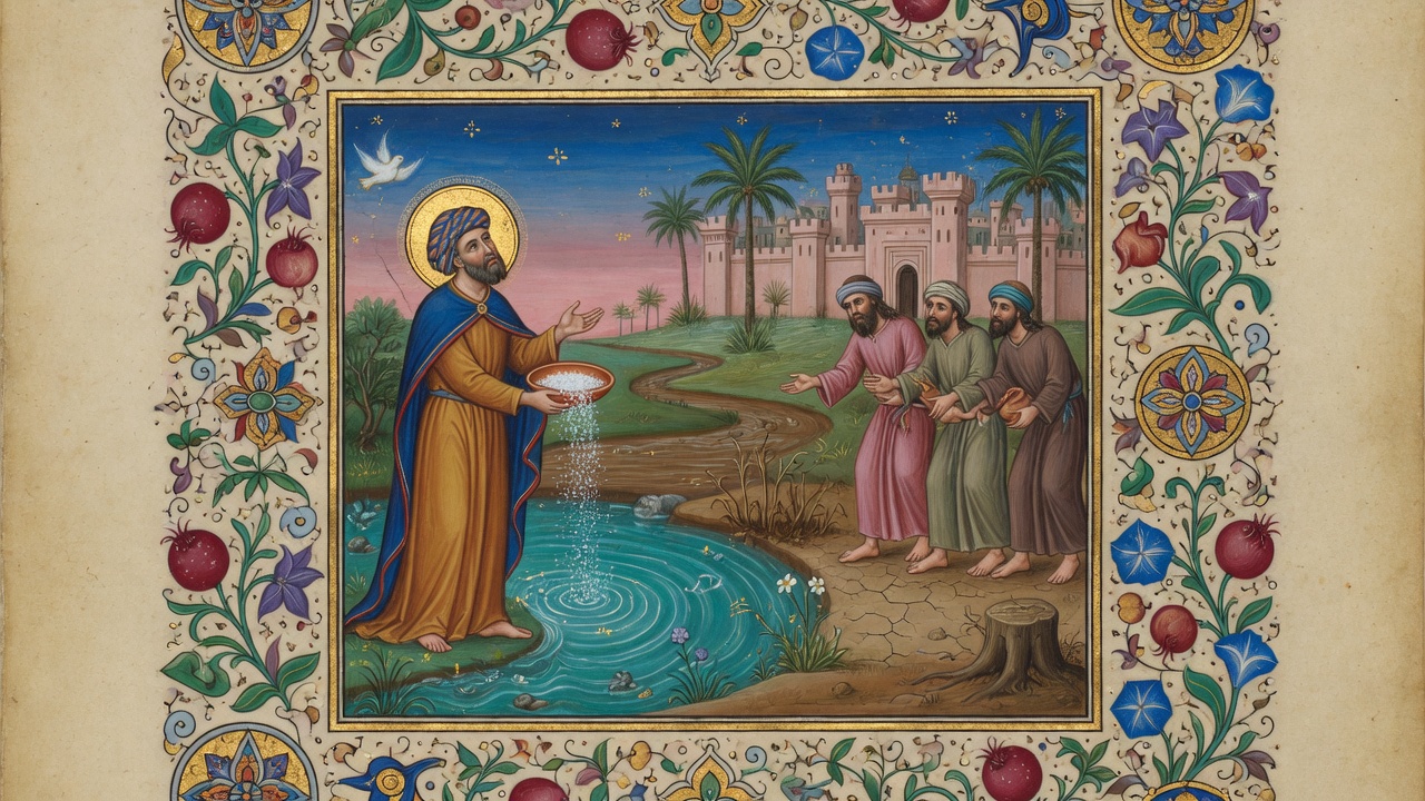Illustration of Elisha Heals the Waters at Jericho