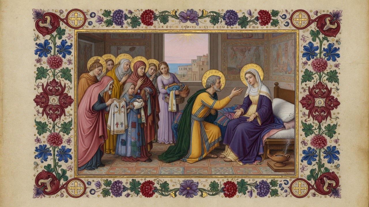 Illustration of Raising of Dorcas (Tabitha)