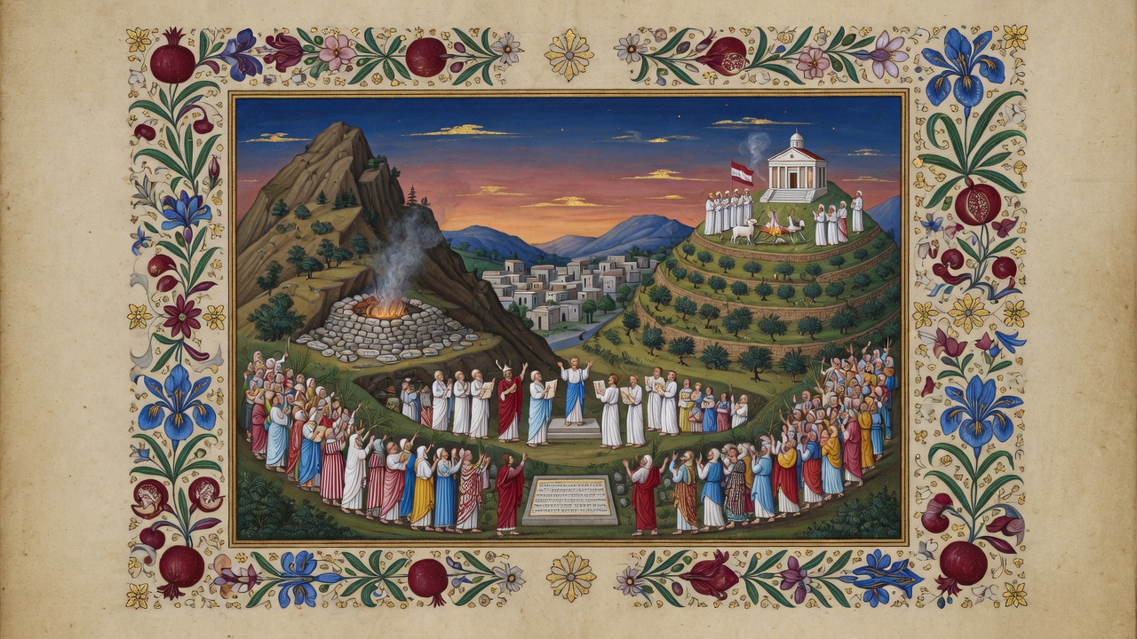 Illustration of Mount Gerizim & Mount Ebal