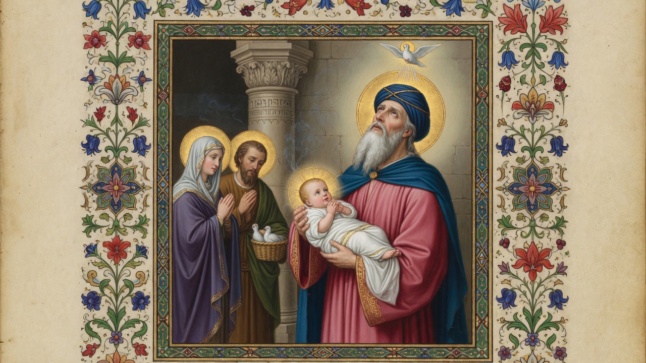 Illustration of Simeon's Song (Nunc Dimittis)